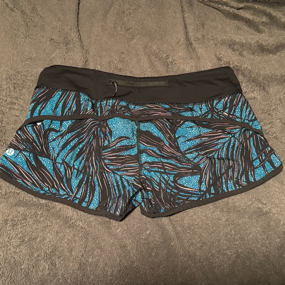 Women's Black and Blue Patterned Shorts